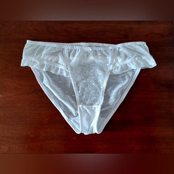 White Mesh Ruffled Panties, Size M - Picture 1 of 10